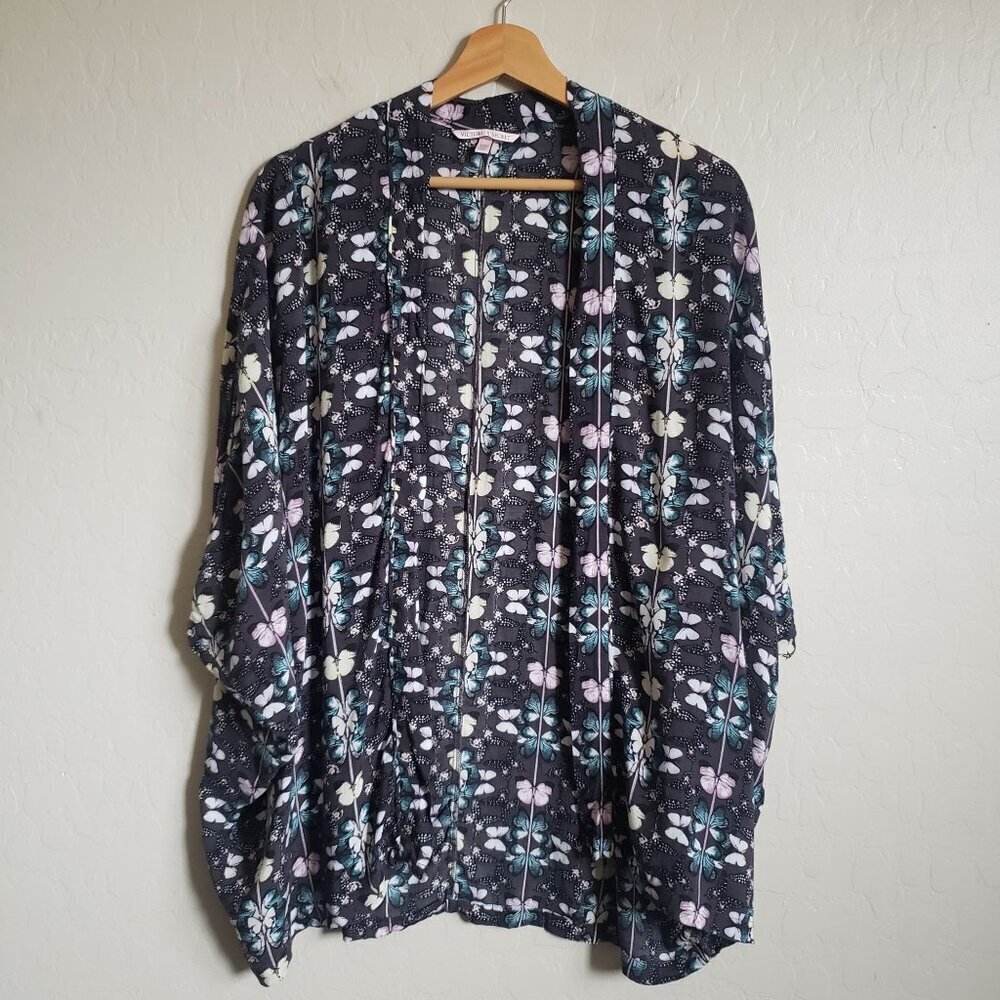 Victoria's Secret Butterfly Print Open Front Kimono Cover Up Sz XS/S Multicolor